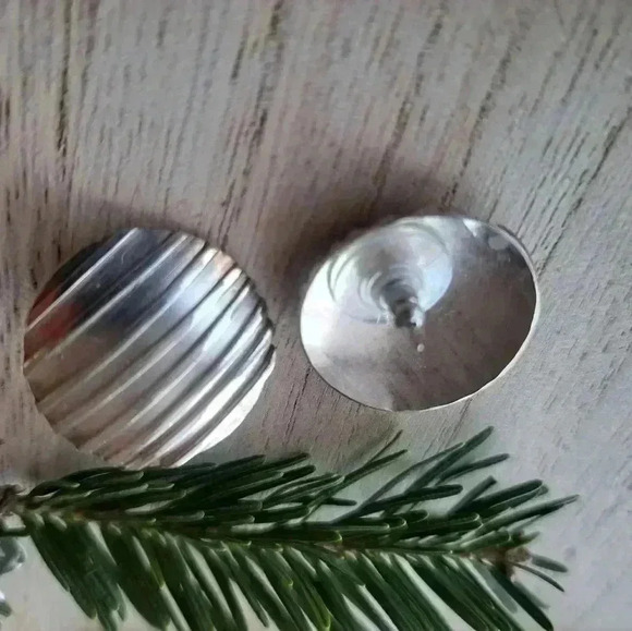 925 Sterling silver button modernist style earrings - Picture 3 of 5